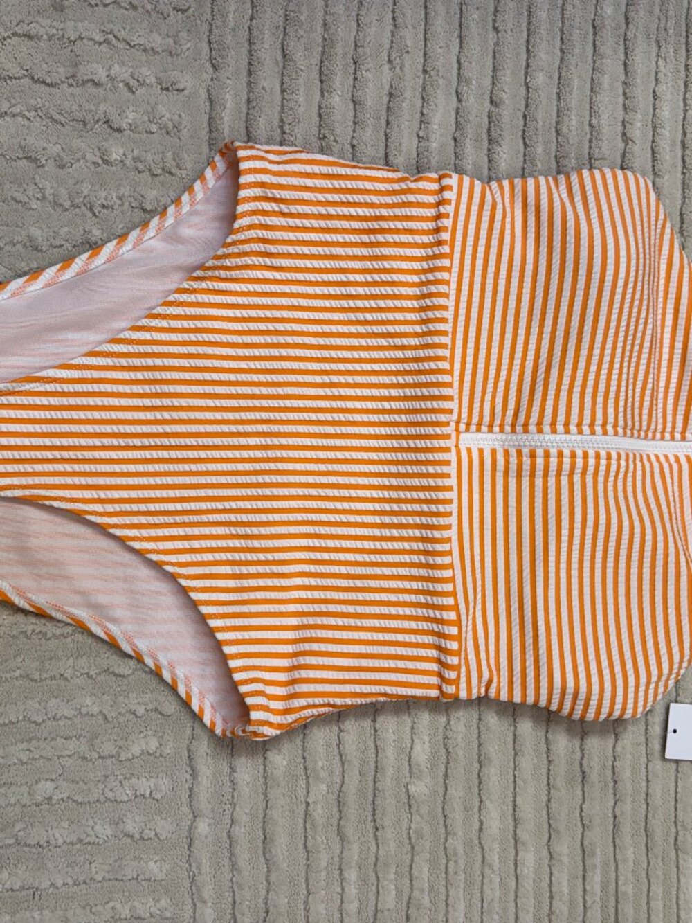 Lands' End Orange Stripe One Piece Swimsuit 8